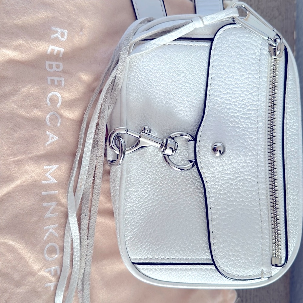 White Rebecca mink off belt bag
